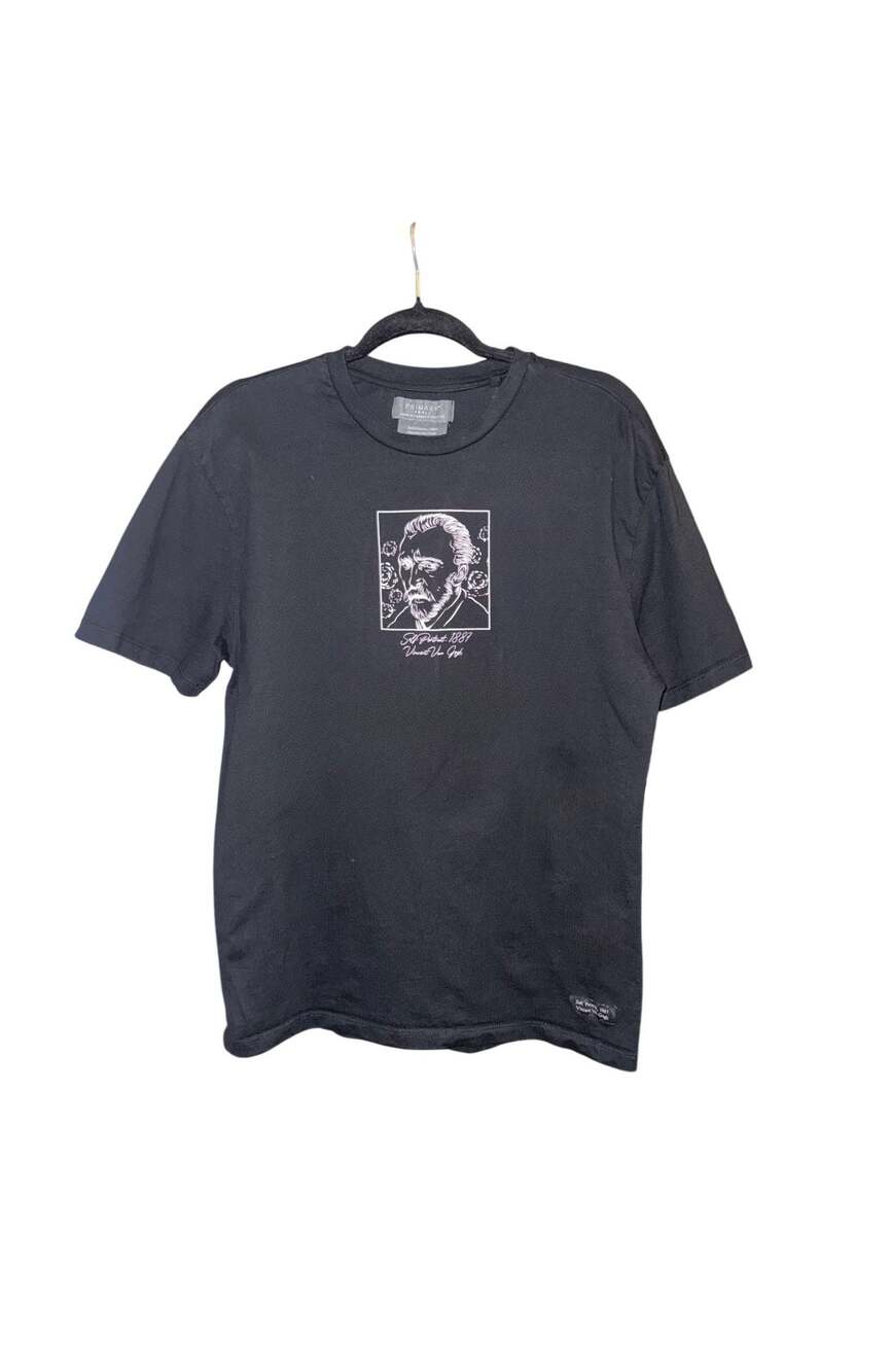 Primark Vincent van Gogh Self-Portrait 1887 Graphic Black T-Shirt Size Small